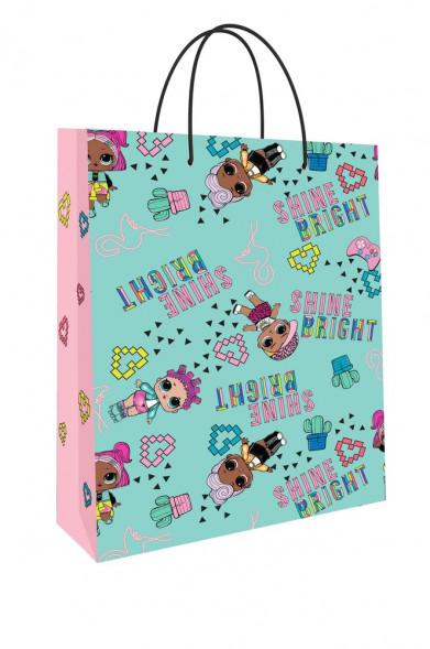 LOL. Пакет подарочный большой (мятный с розовым), 250*350*100 мм оптом