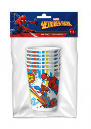 Человек - паук. Набор бумажных стаканов, желтый, 6 шт*250 мл