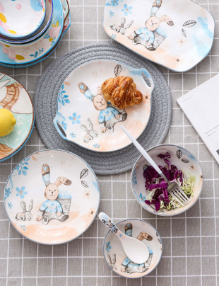 Детская керамическая посуда милый зайчик