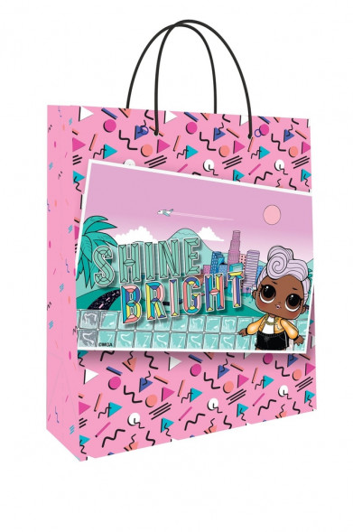 LOL. Пакет подарочный большой (розовый паттерн с картинкой), 335*406*155 мм оптом