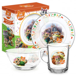 Набор 44 Котенка, (3 предмета, подарочная упаковка), стекло