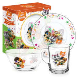 Набор 44 Котенка, матовый, (3 предмета, подарочная упаковка), стекло