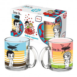 Набор кружек Love is... Любовное настроение (две кружки в комплекте), 320 мл, стекло