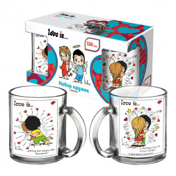 Набор кружек Love is... Объятия (две кружки в комплекте), 320 мл, стекло