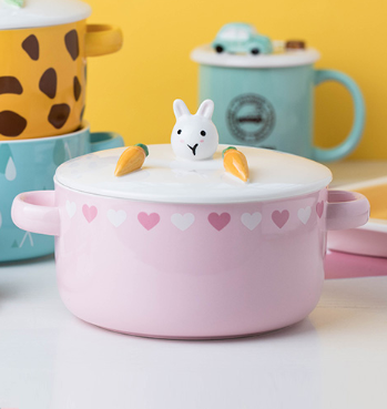 Детская керамическая посуда кастрюля заяц