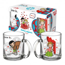 Набор кружек Love is... Портрет (две кружки в комплекте), 320 мл, стекло