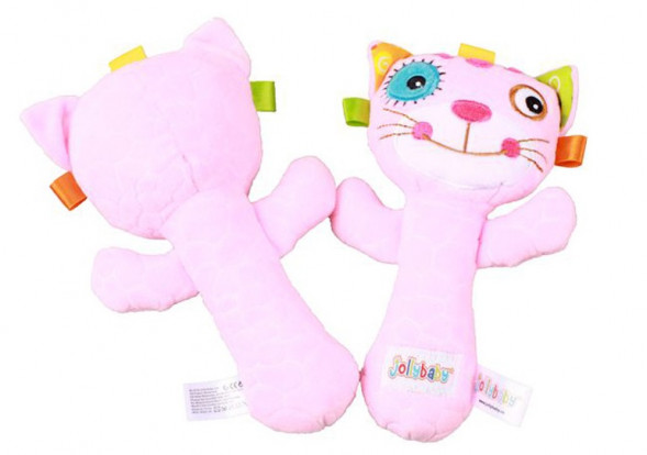 Мягкая погремушка Розовый кот