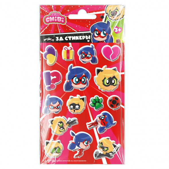 3Д стикеры Леди Баг и Супер Кот. Дизайн 1 с маркировкой ND Play оптом