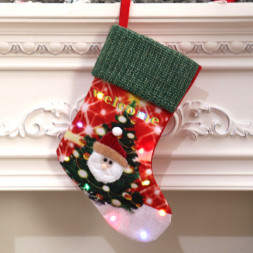 Носок для подарков светодиодный Санта