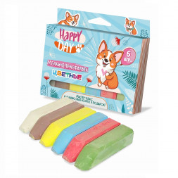 Набор 6 цветных мелков для асфальта Корги, 12,3 х 8,4 х 2,2 см