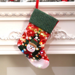 Носок для подарков светодиодный Снеговик