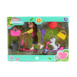 Кукла с аксессуарами Нина на прогулке, самокат