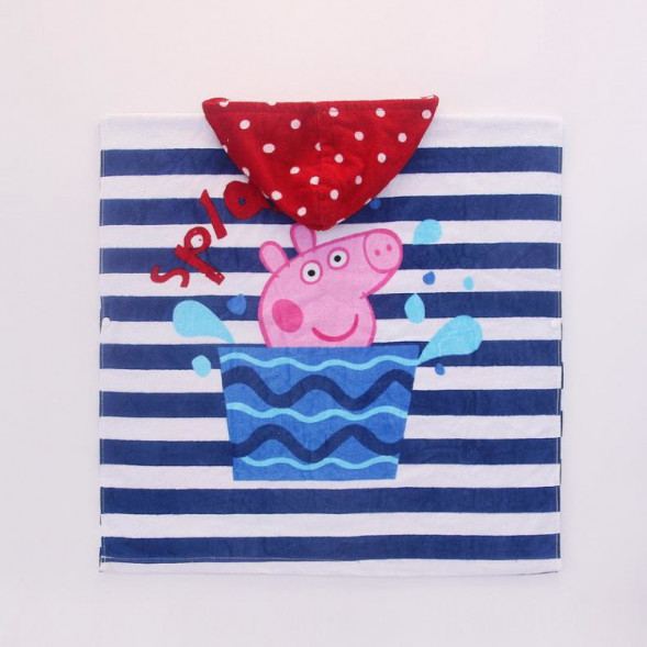 Полотенце-пончо Свинка Пеппа в полоску