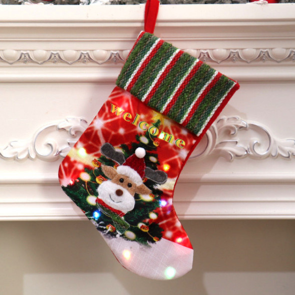 Носок для подарков светодиодный Олень