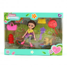 Кукла с аксессуарами Нина на прогулке, скейт