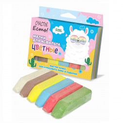 Набор 6 цветных мелков для асфальта Лама, 12,3 х 8,4 х 2,2 см