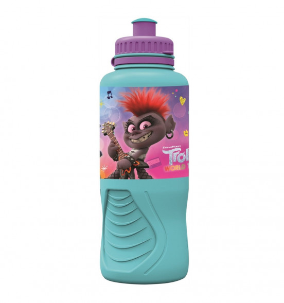 Бутылка пластиковая (спортивная, эргономичная, 400 мл). Тролли 2. Мировое турне оптом