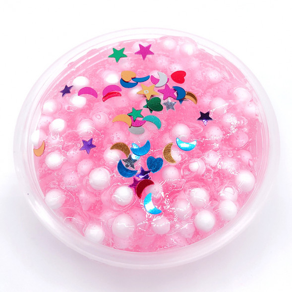 Слайм с маленькими шариками и блестками