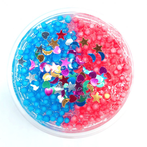 Слайм с маленькими шариками и блестками