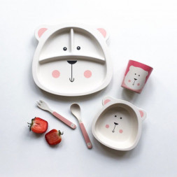 ​Детская бамбуковая посуда Белый медведь