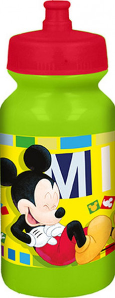 Бутылка пластиковая с выдвижным  поильником (спортивная 340 мл). Микки Маус Акварель оптом