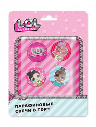 LOL. Парафиновые свечи в торт, 4 шт, в блистере