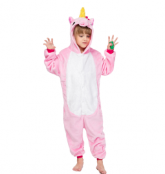 Детская пижама кигуруми розовый единорог