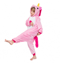 Детская пижама кигуруми розовый единорог