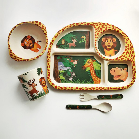 бамбуковая посуда животные в джунглях