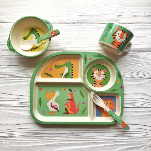 бамбуковая посуда дикие животные