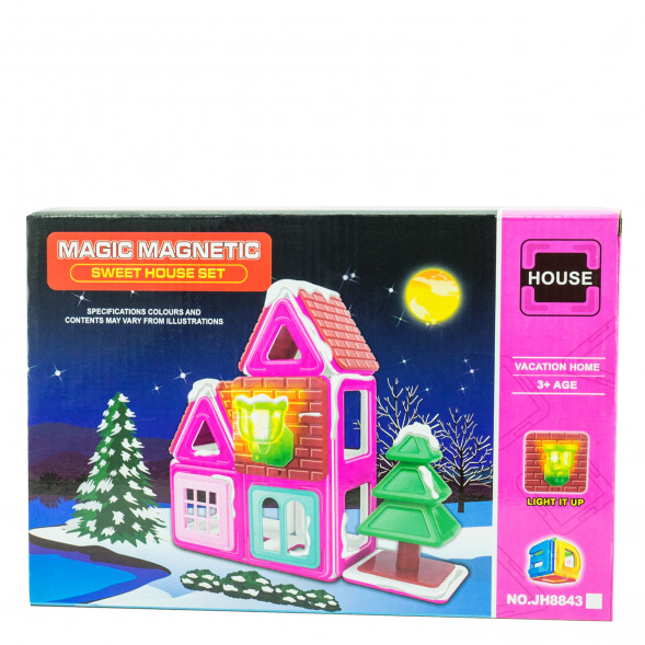 Магнитный конструктор Мagic Мagnetic HOUSE Зимний домик , 25 деталей JH8843A оптом