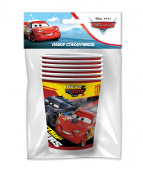 Тачки. Набор бумажных стаканов, красно-черный, 6 шт*250 мл