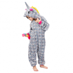 Детская пижама кигуруми серый единорог