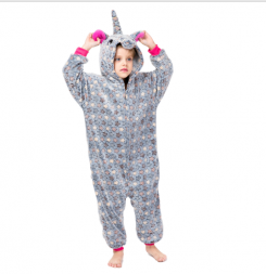 Детская пижама кигуруми серый единорог