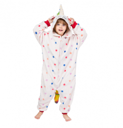 Детская пижама кигуруми белый единорог
