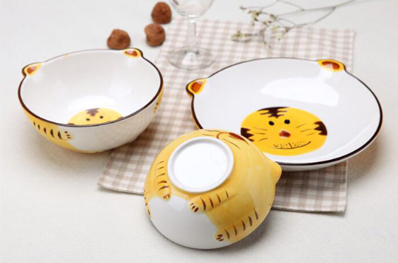 Детская керамическая посуда с тигром