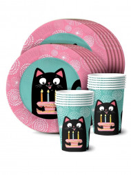 Набор для праздника Кошки (тарелка, стакан по 12 шт.)