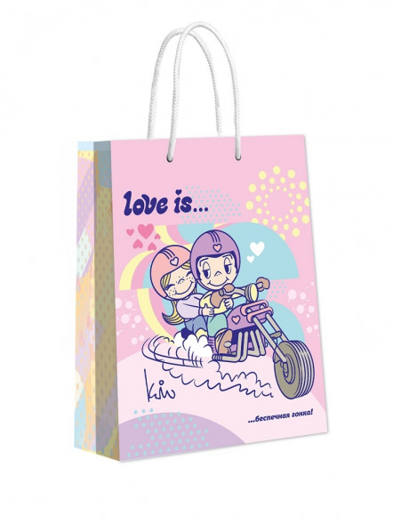 Love is. Пакет подарочный большой пастель, 335*406*155 мм оптом