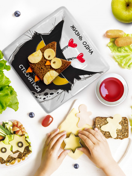 Набор для праздника Недовольные коты (тарелка 21*21 см, стакан, по 18 шт.) оптом