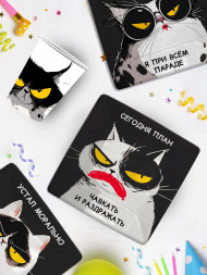 Набор для праздника Недовольные коты (тарелка 21*21 см, стакан, по 18 шт.)