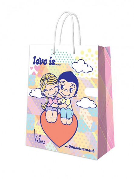 Love is. Пакет подарочный малый пастель, 180*227*100 мм оптом