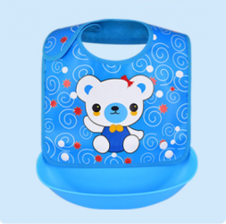 Детский нагрудник с пластиковым карманом мишка