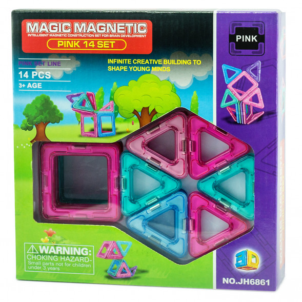 Магнитный конструктор Мagic МagneticPink , 14 деталей JH6861 оптом
