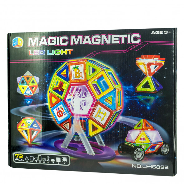 Магнитный конструктор Мagic Мagnetic Led Light , 72 детали JH6893 оптом