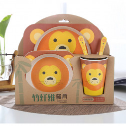 Набор детской посуды из бамбукового волокна Львёнок Bosiyuan