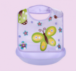 Детский нагрудник с пластиковым карманом бабочка
