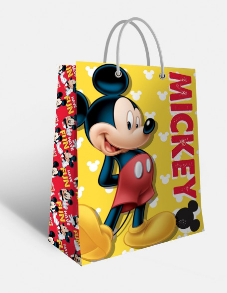 Mickey Mouse. Пакет подарочный большой (желтый с паттерном), 330*455*100 мм оптом