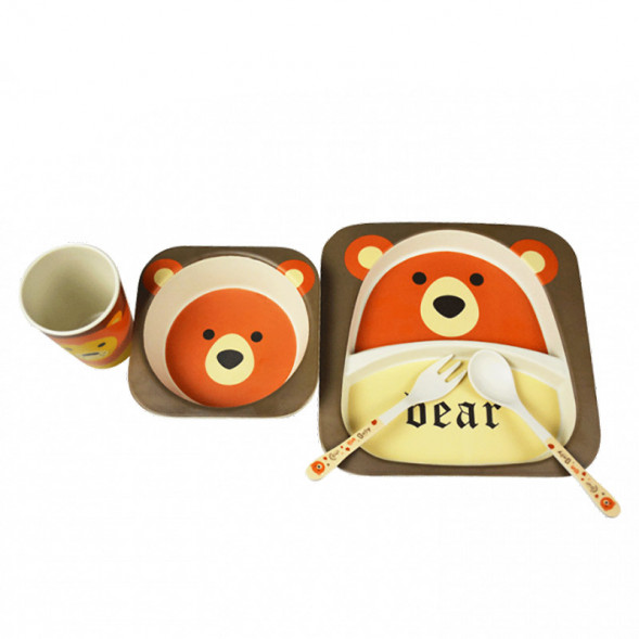 Набор детской посуды из бамбукового волокна Мишка Bosiyuan