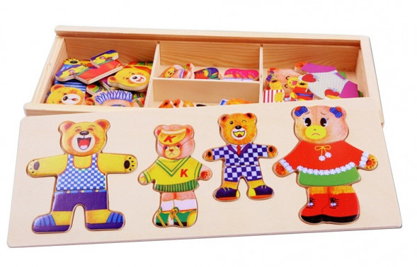 Деревянная игра &quot;Одень Мишек&quot;