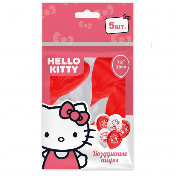 Воздушные шарики «Hello Kitty» 30 см, 5 шт. оптом